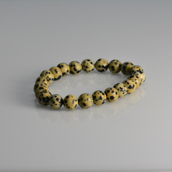 Dalmatian Jasper Bracelet - Stretch Bracelet - Picture 2 of 4